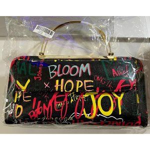 MultiColor Graffiti Print Round Top Handle Crossbody Bag Clutch Wallet 2 Colors